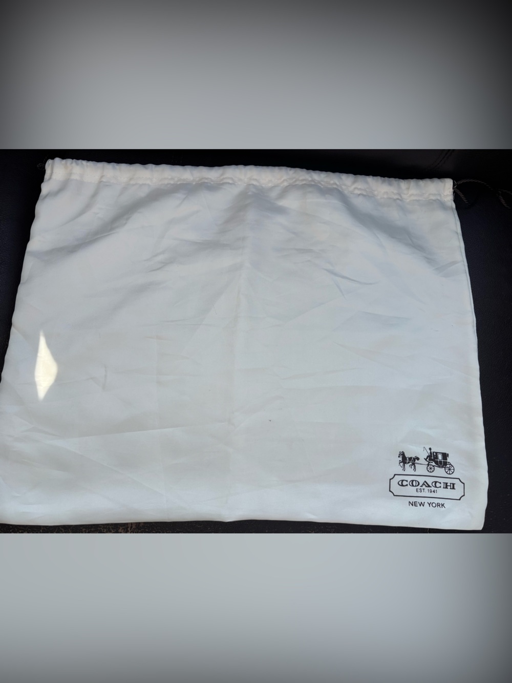 Coach White Logo Drawstring Dust Bag